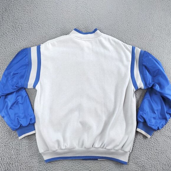 Vintage Adidas Reversible Jacket Mens Large Blue Gray Trefoil Spellout Snap Up - Picture 5 of 16